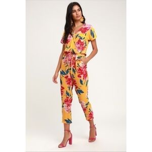 LULUS Successful Statice Floral Print Jumpsuit